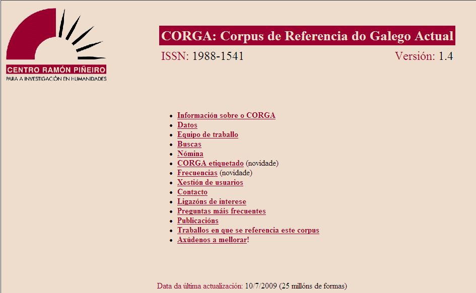 páxina web do CORGA